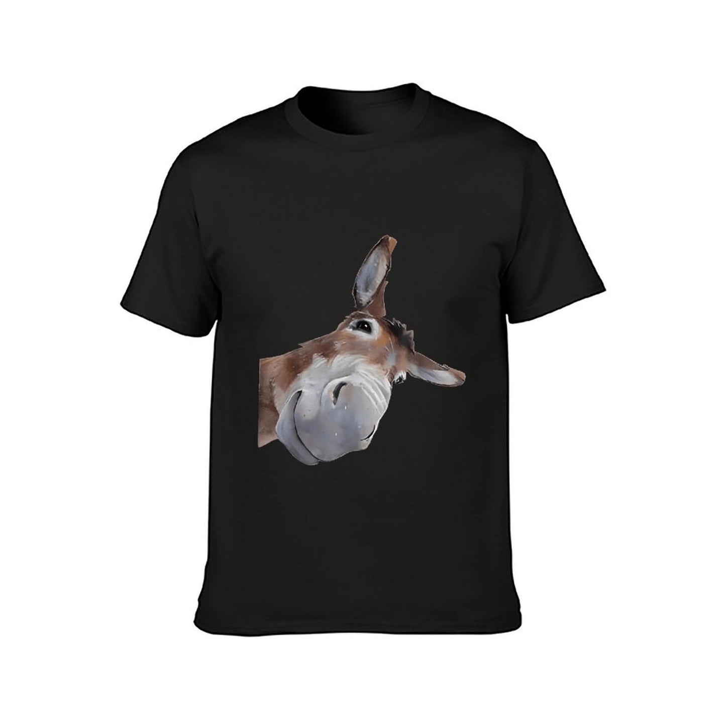 Inkmay Casual Cotton T-shirt Brown And White Donkey Head Print Unisex T-shirt