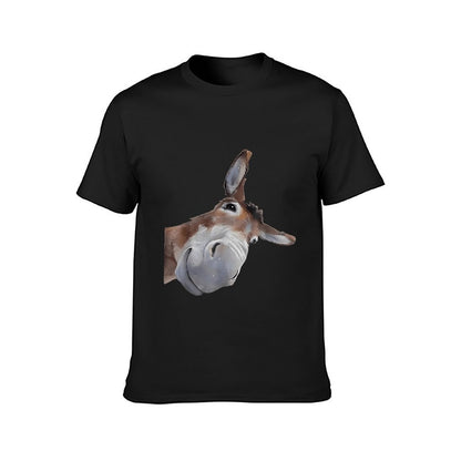 Inkmay Casual Cotton T-shirt Brown And White Donkey Head Print Unisex T-shirt