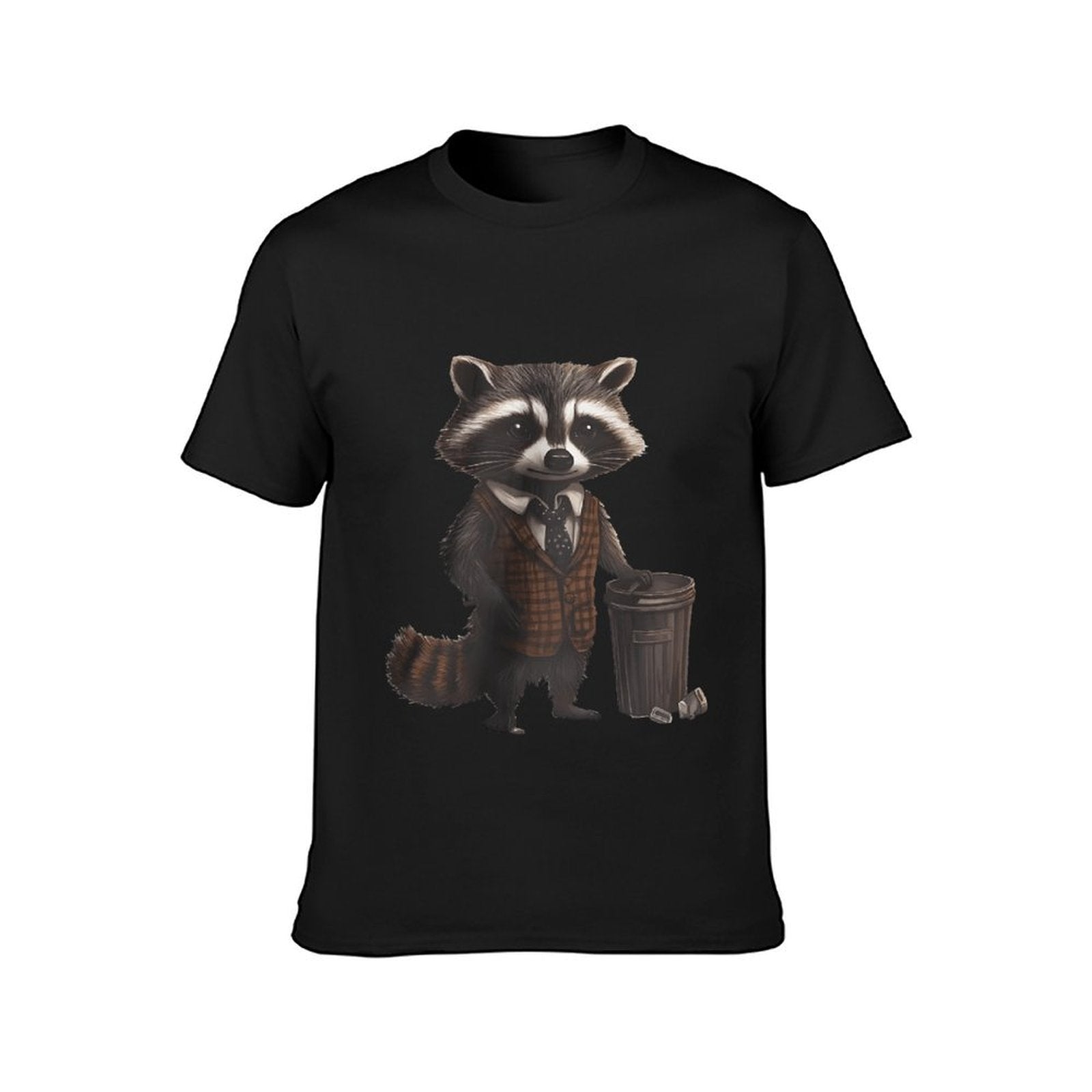 Inkmay Casual  Cotton T-shirt Stylish Raccoon Wears Vest And Tie Unisex T-shirtMinimal Men¡¯s / Women¡¯s / Youth T-Shirt