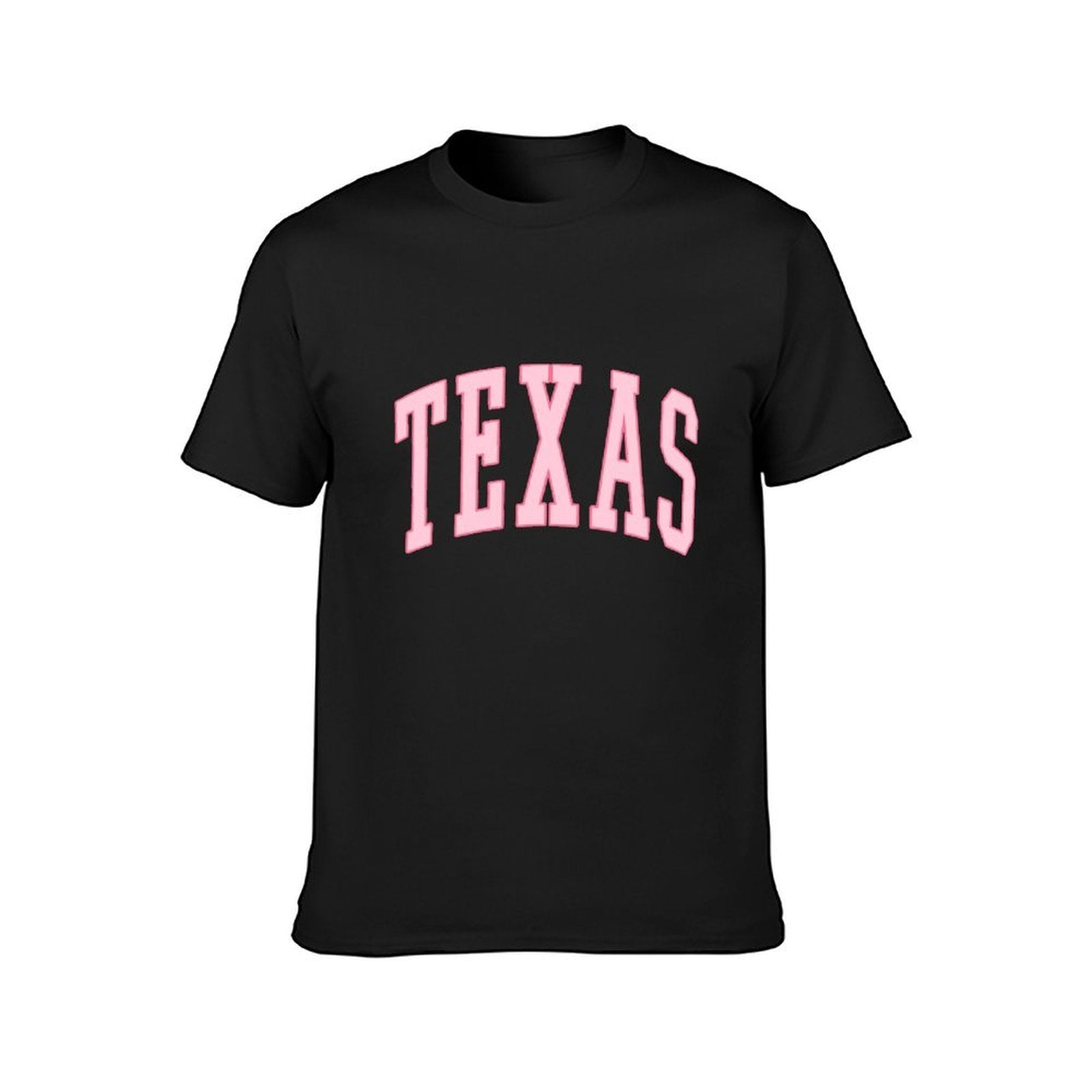 Inkmay Casual Cotton T-shirt Texas Pink Background With Bold Letters Unisex T-shirtStreet Plain T-Shirt