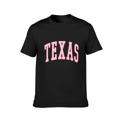 Inkmay Casual Cotton T-shirt Texas Pink Background With Bold Letters Unisex T-shirtStreet Plain T-Shirt