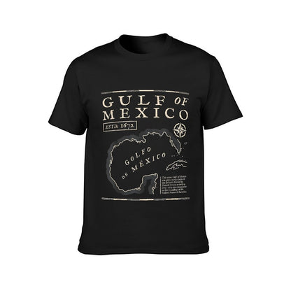 Inkmay Casual Cotton T-shirt Gulf Of Mexico Map Print Unisex T-shirt