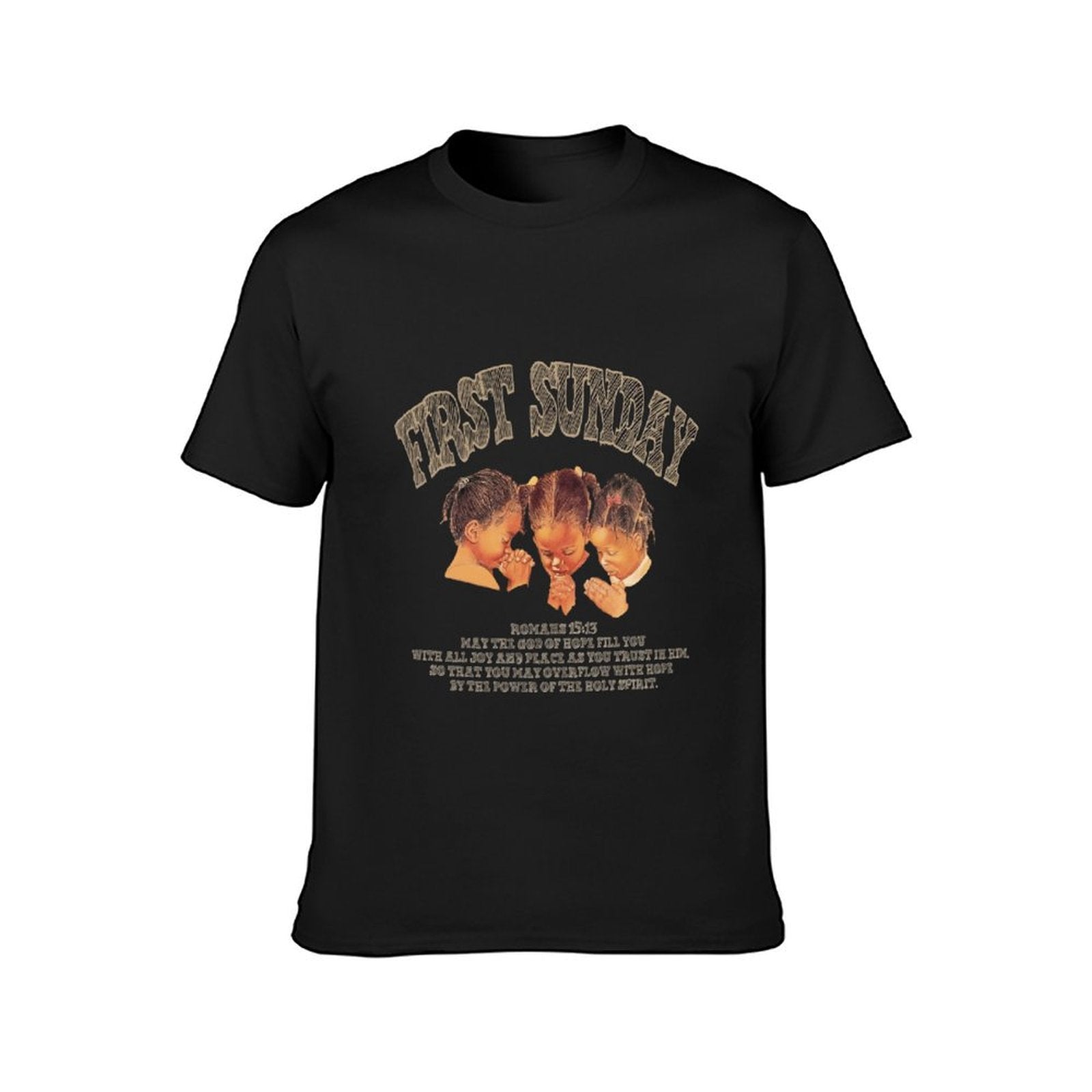 Inkmay Casual Cotton T-shirt First Sunday Children Praying Together Joyfully Unisex T-shirtCityStyle Moisture-Wicking T-Shirt