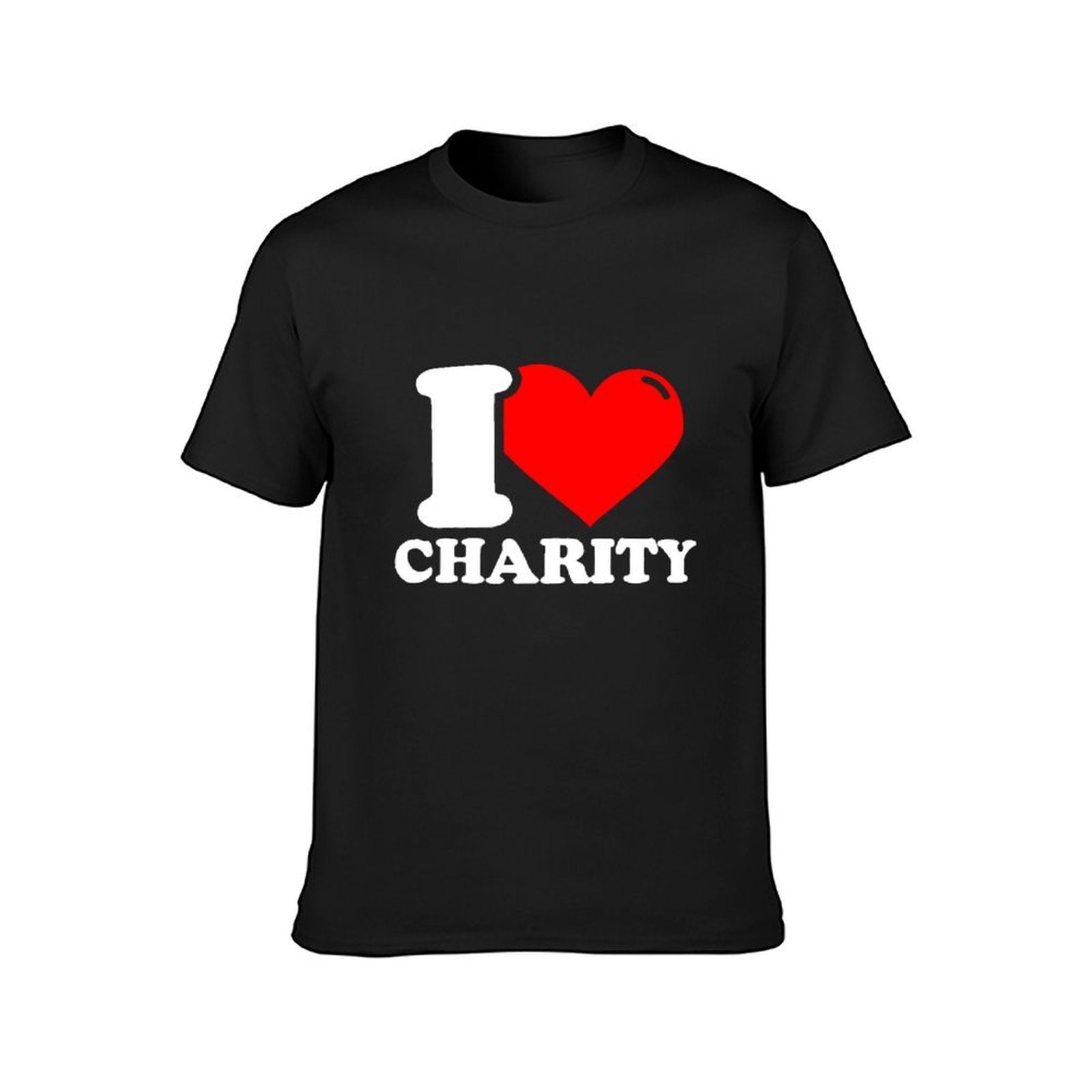 Inkmay Casual Cotton T-shirt I Love Charity Red Heart Design Unisex T-shirtClean Easy-Care T-Shirt