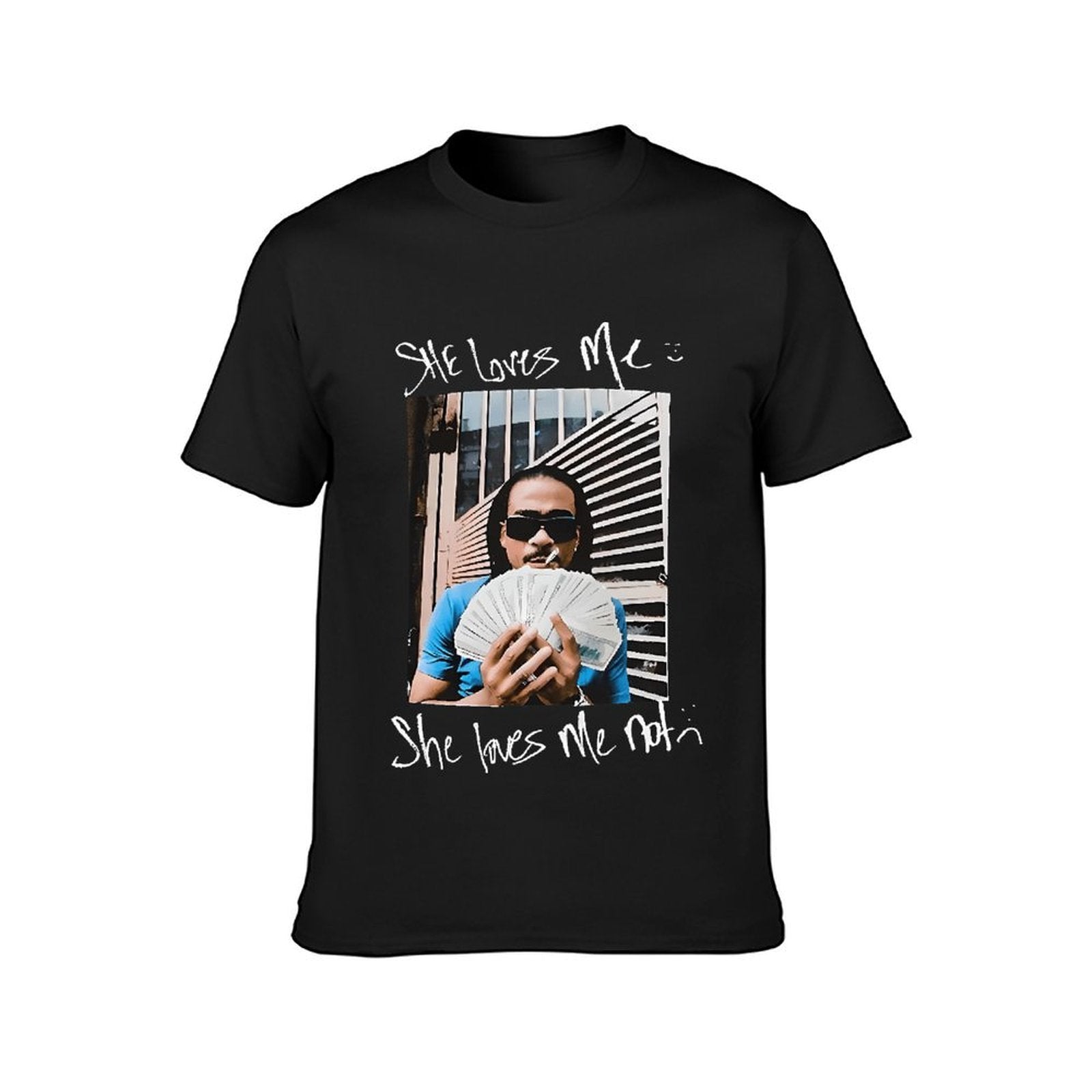 Inkmay Casual Cotton T-shirt Man Holding Money With Sunglasses On Unisex T-shirtModernFit Pocket Tee T-Shirt