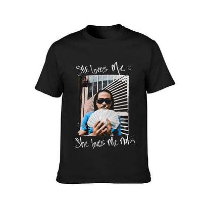Inkmay Casual Cotton T-shirt Man Holding Money With Sunglasses On Unisex T-shirtModernFit Pocket Tee T-Shirt