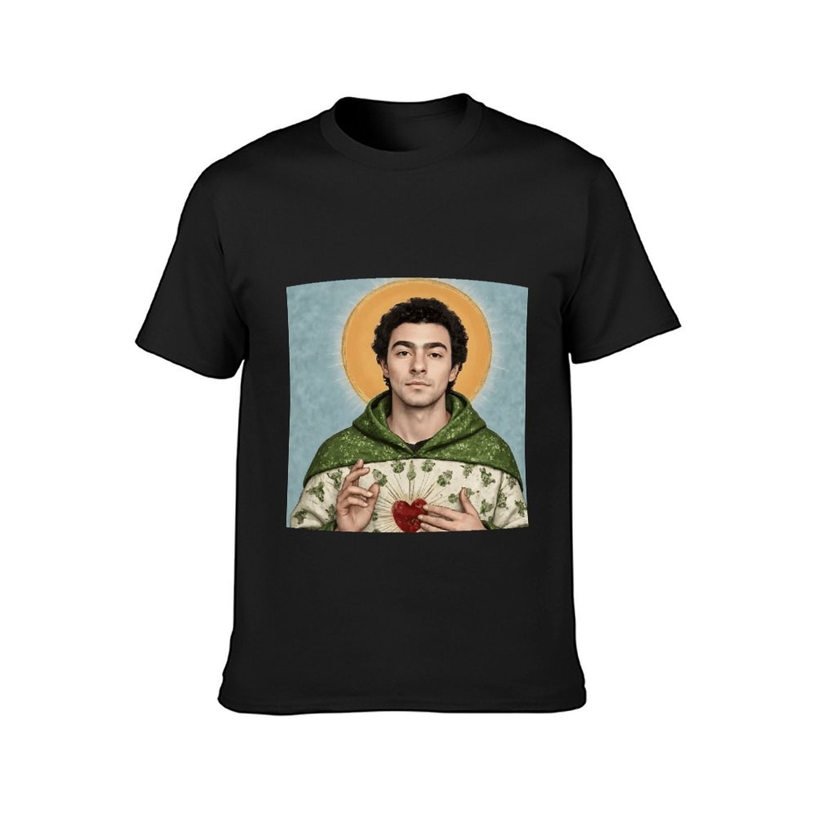 Inkmay Casual  Cotton T-shirt Green Robe With Floral Pattern Print Unisex T-shirtRelaxed Fit Pure T-Shirt
