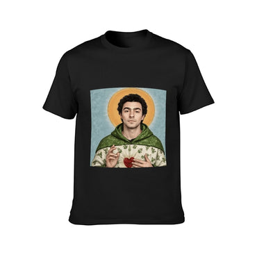 Inkmay Casual  Cotton T-shirt Green Robe With Floral Pattern Print Unisex T-shirtRelaxed Fit Pure T-Shirt