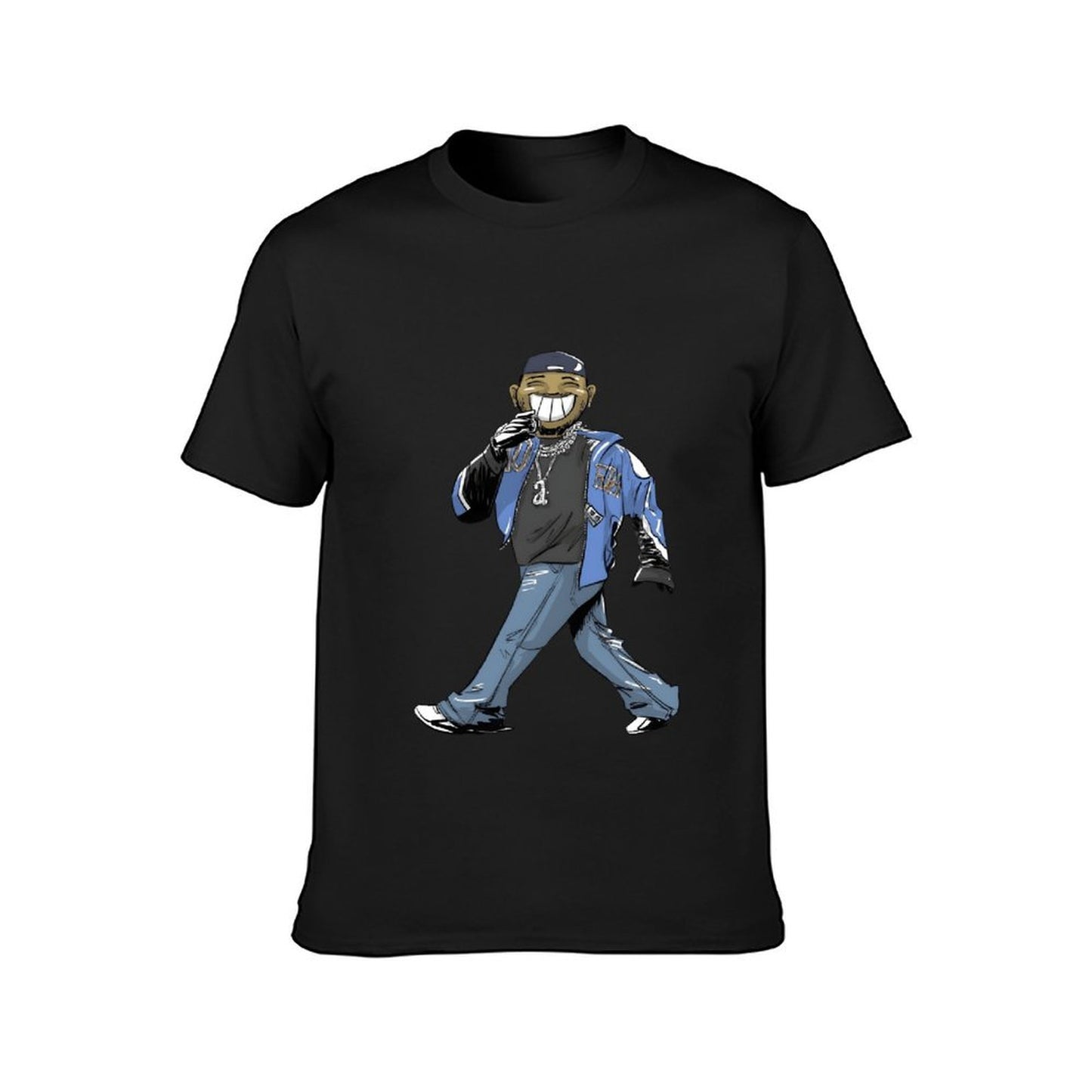 Inkmay Casual Cotton T-shirt Cartoon Character Wearing Blue Jacket Pants Unisex T-shirtBreathable TrueFit T-Shirt