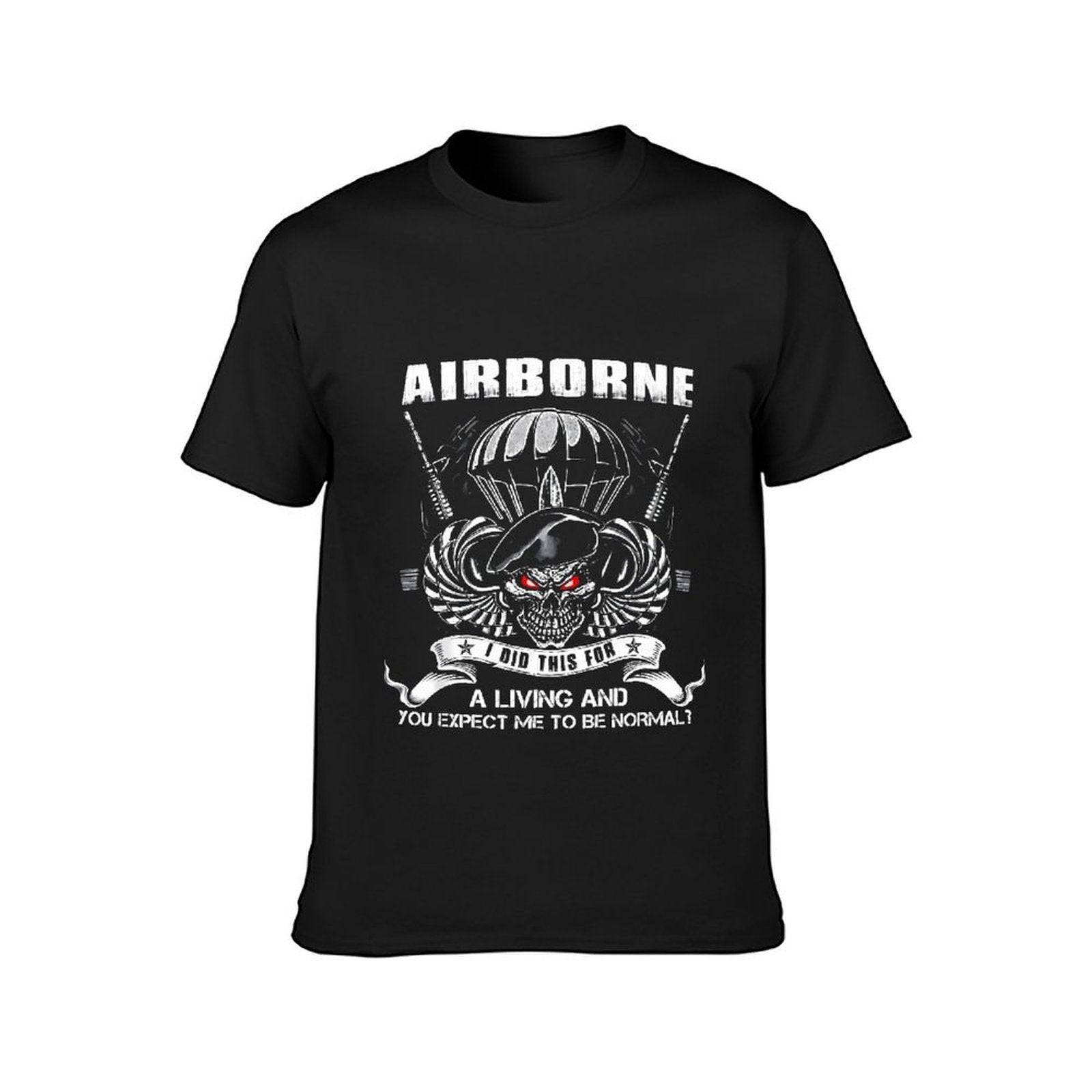 Inkmay Casual Cotton T-shirt Airborne Skull With Red Eyes Design Unisex T-shirtSlim Fit EssentialFit T-Shirt