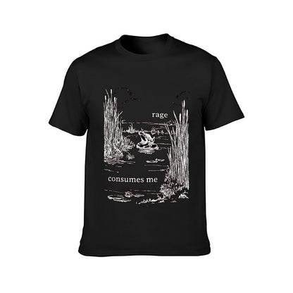 Inkmay Casual Cotton T-shirt Angry Frog Amidst Reeds And Water Unisex T-shirtClassicLine Crew Neck T-Shirt
