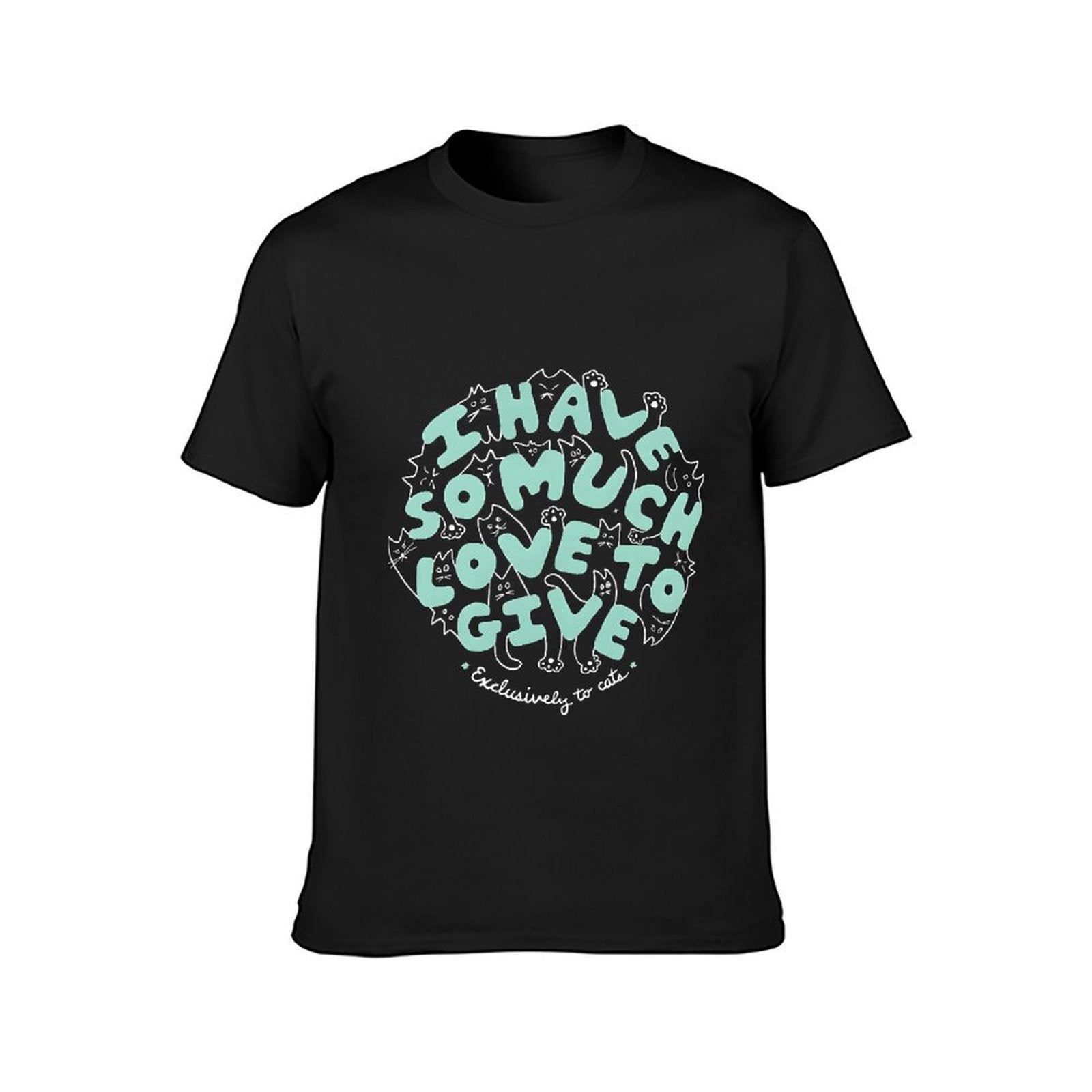 Inkmay Casual  Cotton T-shirt Cats Pattern With Love Text Design Unisex T-shirtClean Classic Fit T-Shirt