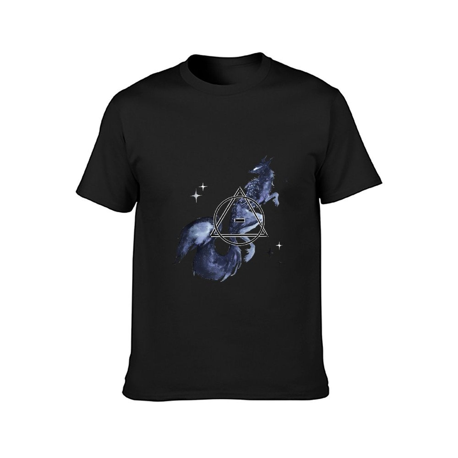Inkmay Casual Cotton T-shirt Starry Night Creature With Geometric Design Unisex T-shirtAllDay SmoothWear T-Shirt