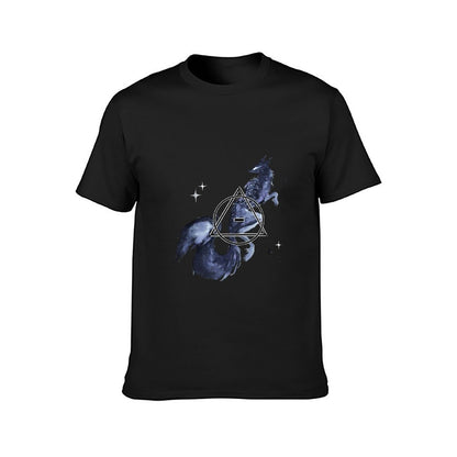 Inkmay Casual Cotton T-shirt Starry Night Creature With Geometric Design Unisex T-shirtAllDay SmoothWear T-Shirt