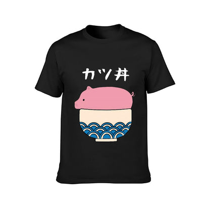 Inkmay Casual Cotton T-shirt Pink Background With Blue Waves Unisex T-shirtBold Active T-Shirt