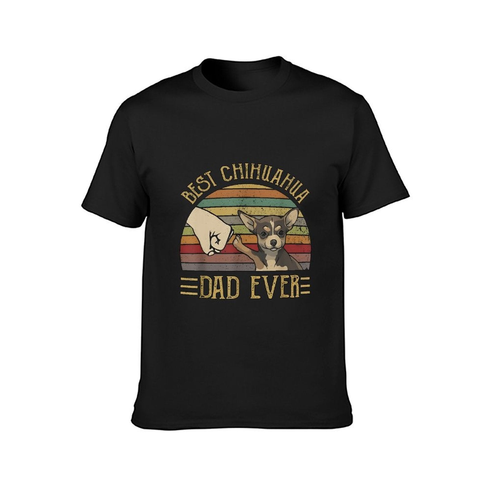 Inkmay Casual  Cotton T-shirt Best Chihuahua Dad Ever Pattern Print Unisex T-shirtCoreLine Colorfast T-Shirt