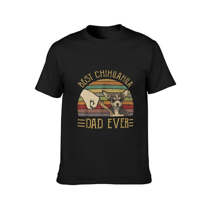 Inkmay Casual  Cotton T-shirt Best Chihuahua Dad Ever Pattern Print Unisex T-shirtCoreLine Colorfast T-Shirt
