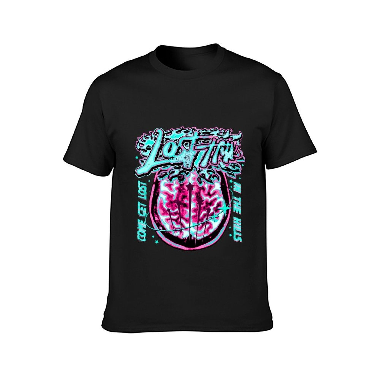 Inkmay Casual Cotton T-shirt Lost Art Brain Design Print Artwork Unisex T-shirtEasyWear Wrinkle-Free T-Shirt