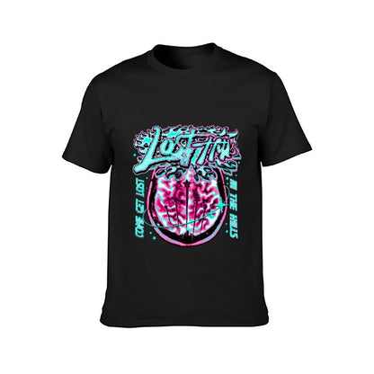 Inkmay Casual Cotton T-shirt Lost Art Brain Design Print Artwork Unisex T-shirtEasyWear Wrinkle-Free T-Shirt