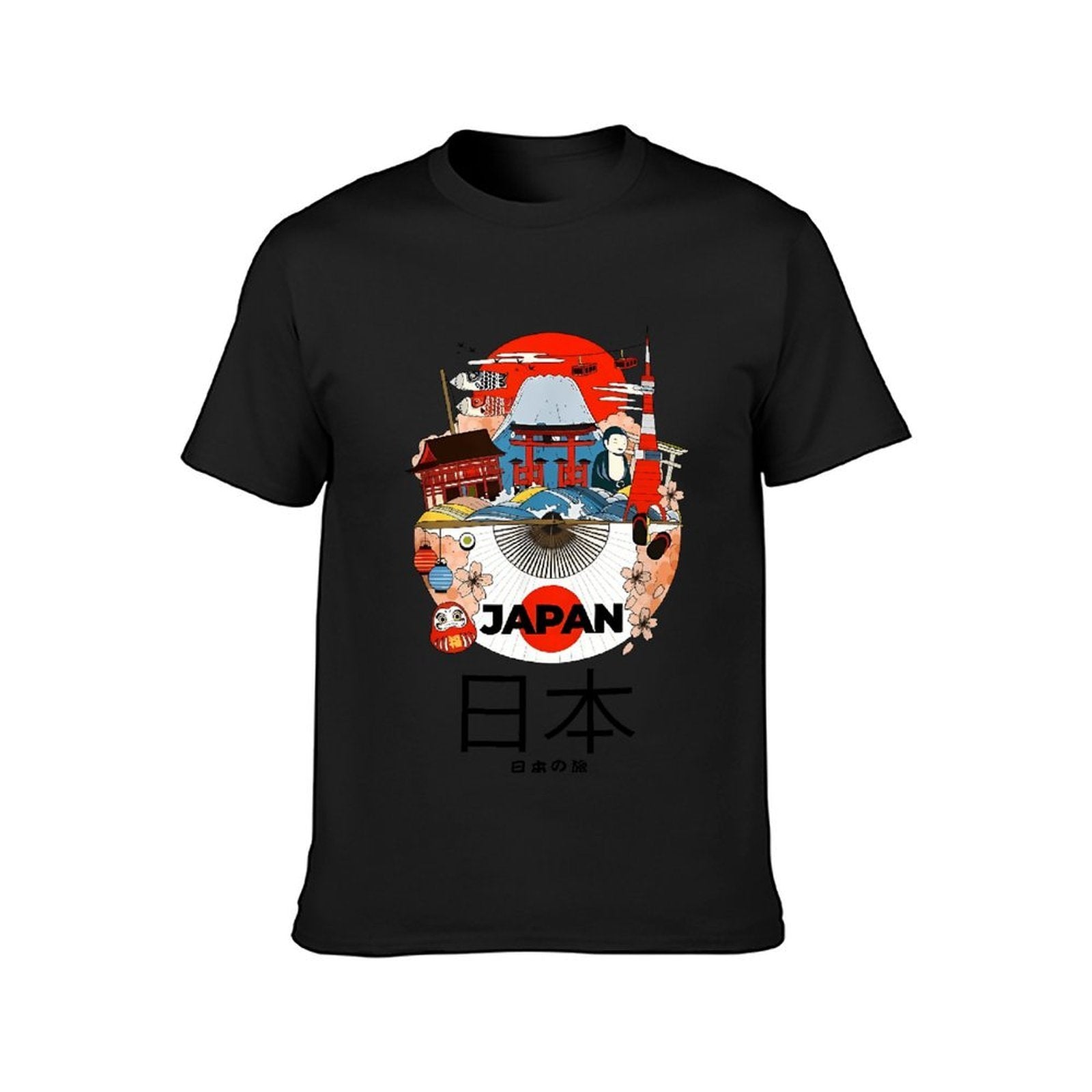 Inkmay Casual Cotton T-shirt Japan Cultural Symbols Artwork Design Print Unisex T-shirtEverydayFit Sport T-Shirt