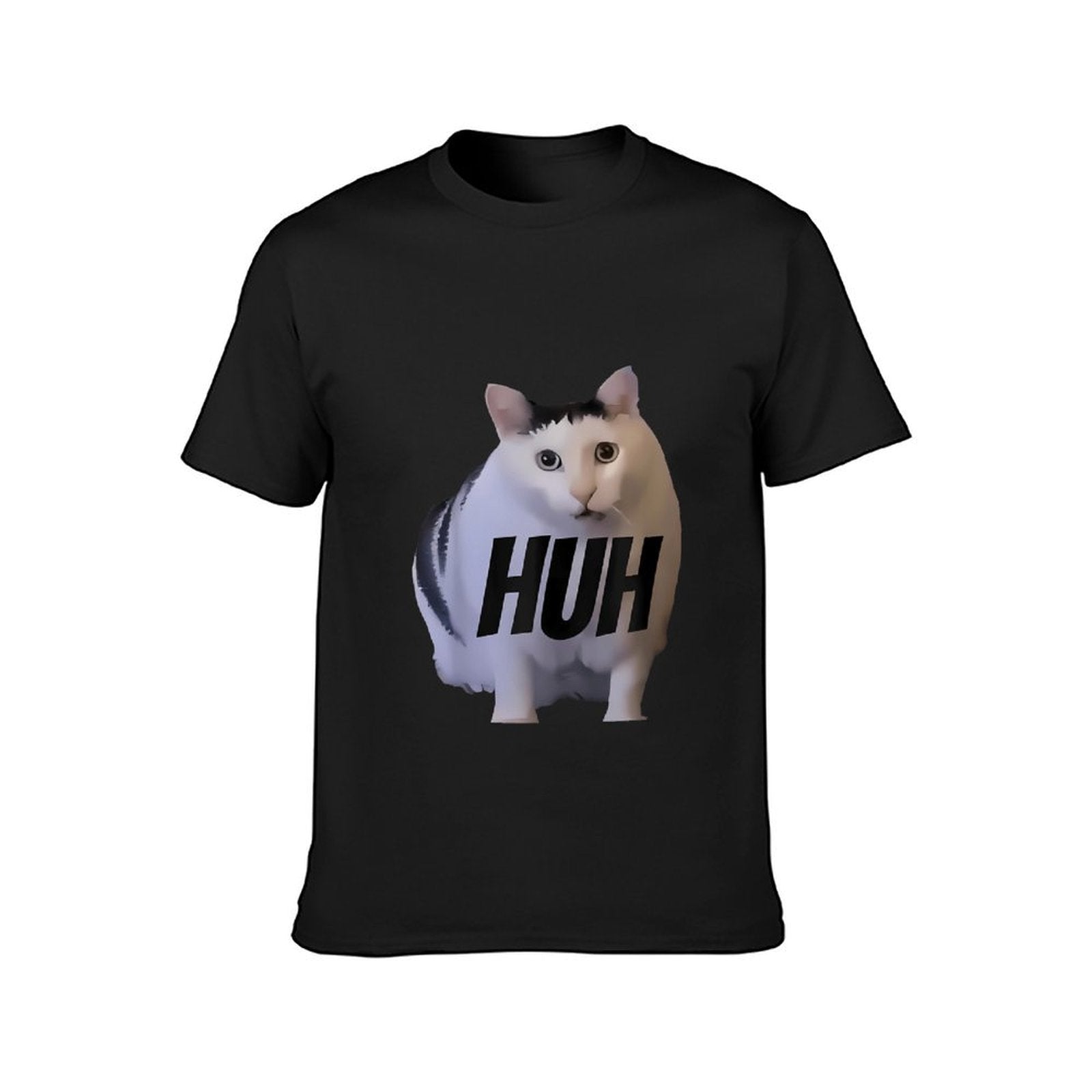 Inkmay Casual Cotton T-shirt Cat With Text Huh Overlaid Unisex T-shirtClassic Fit Original T-Shirt