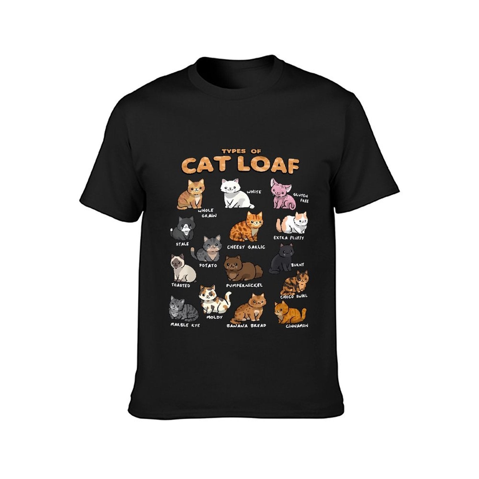 Inkmay Casual Cotton T-shirt Cat Loaf Types Illustrated Cartoonishly Unisex T-shirtRegularFit Durable T-Shirt