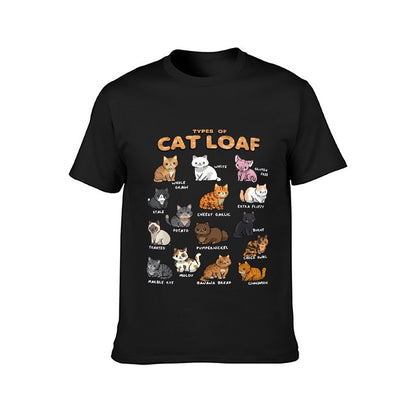 Inkmay Casual Cotton T-shirt Cat Loaf Types Illustrated Cartoonishly Unisex T-shirtRegularFit Durable T-Shirt