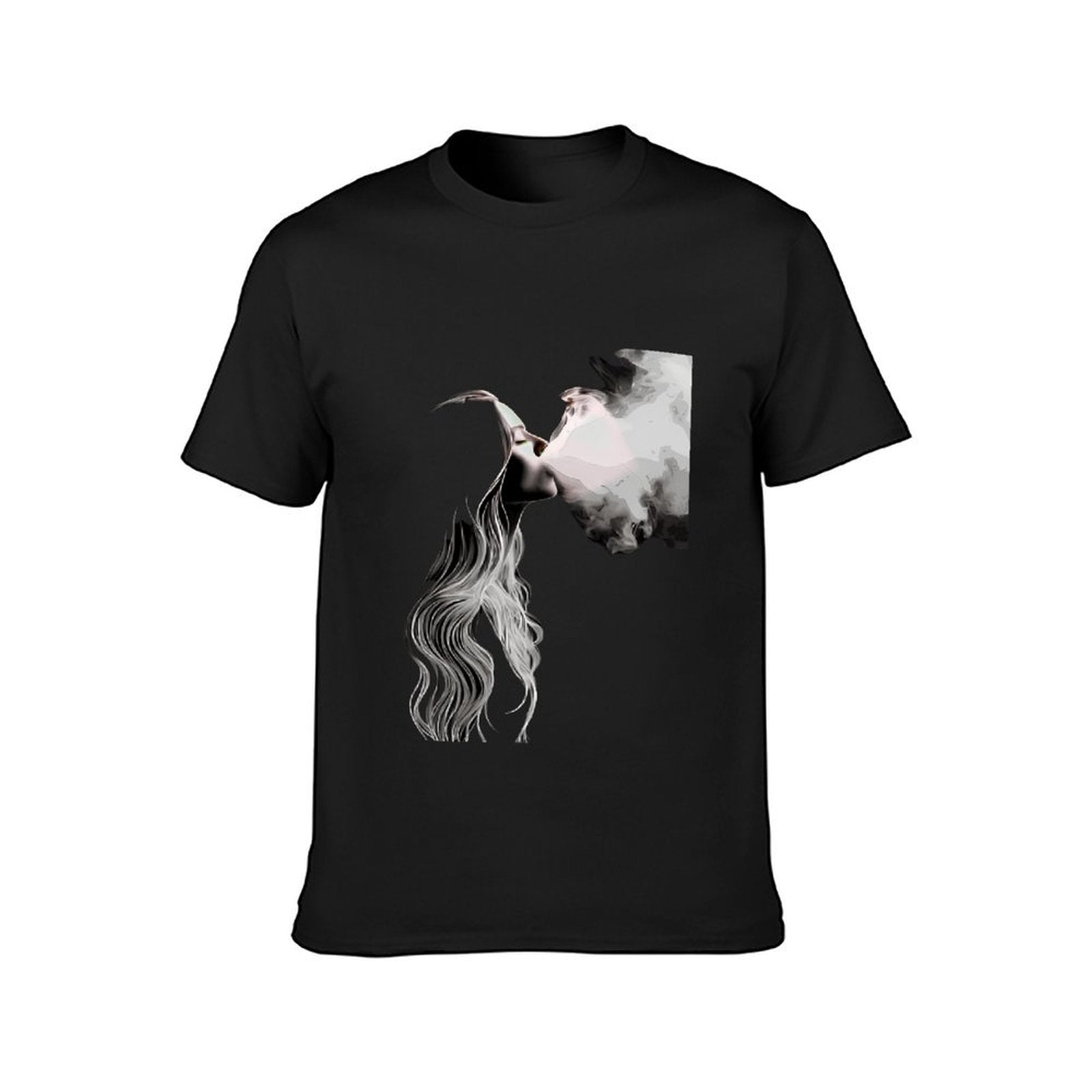 Inkmay Casual Cotton T-shirt Abstract Woman With Smoke Surrounding Her Unisex T-shirtShrink-Resistant Edition T-Shirt