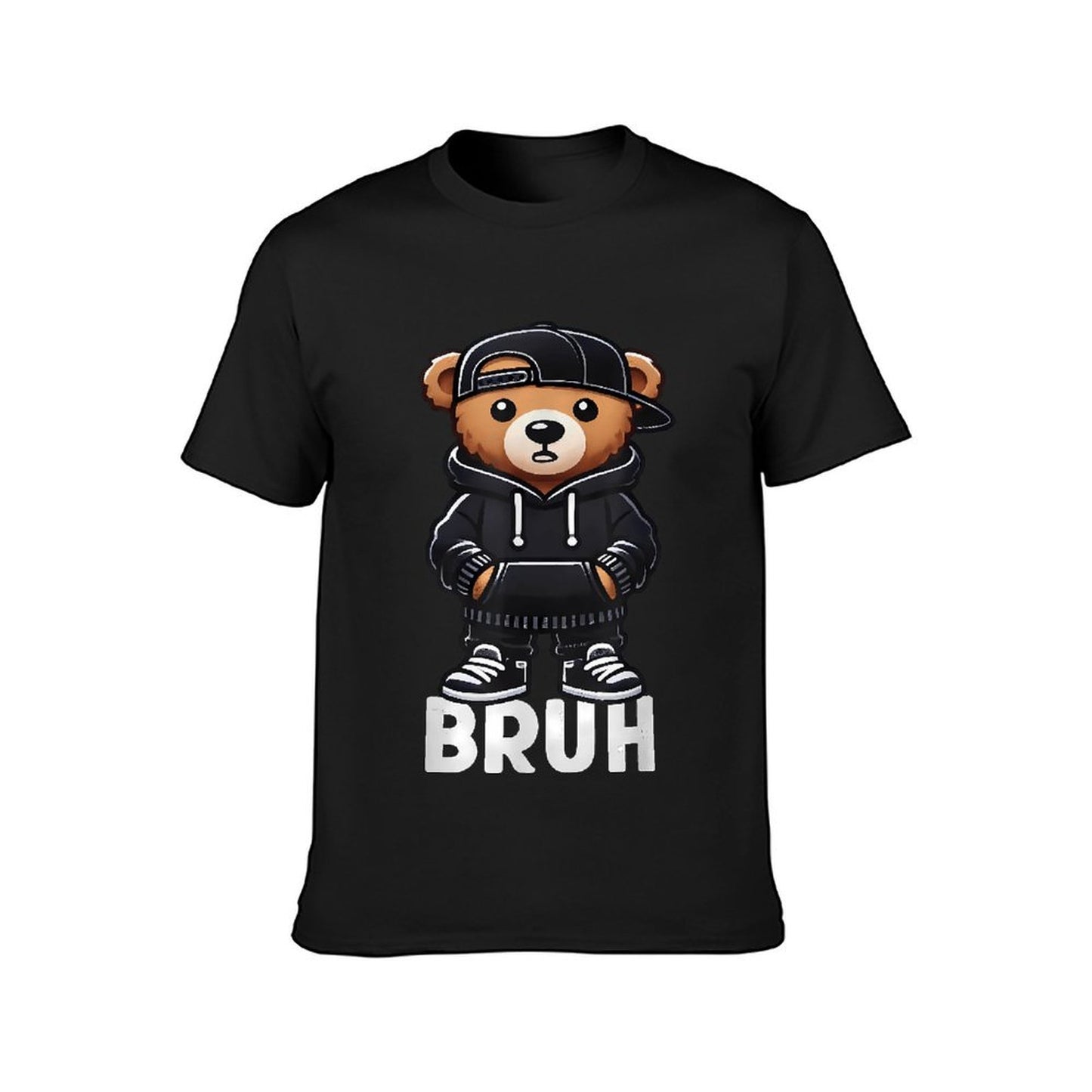 Inkmay Casual Cotton T-shirt Stylish Teddy Bear Wearing Urban Outfit Unisex T-shirtSmooth Feel Everyday T-Shirt
