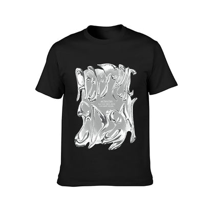 Inkmay Casual Cotton T-shirt Abstract Silver Flame Design Artwork Print Unisex T-shirtStreetStyle Batch-Printed T-Shirt