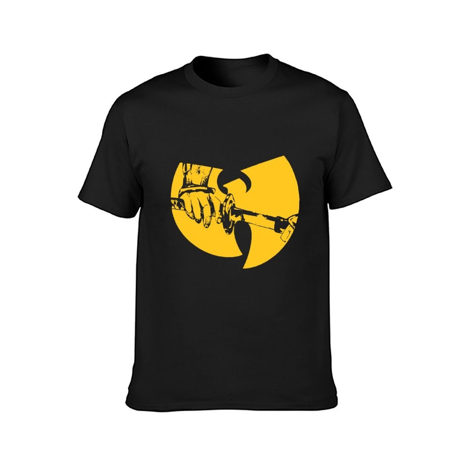 Inkmay Casual Cotton T-shirt Solid Yellow Background With White Lines Unisex T-shirtHeavyweight Heat-Transfer T-Shirt