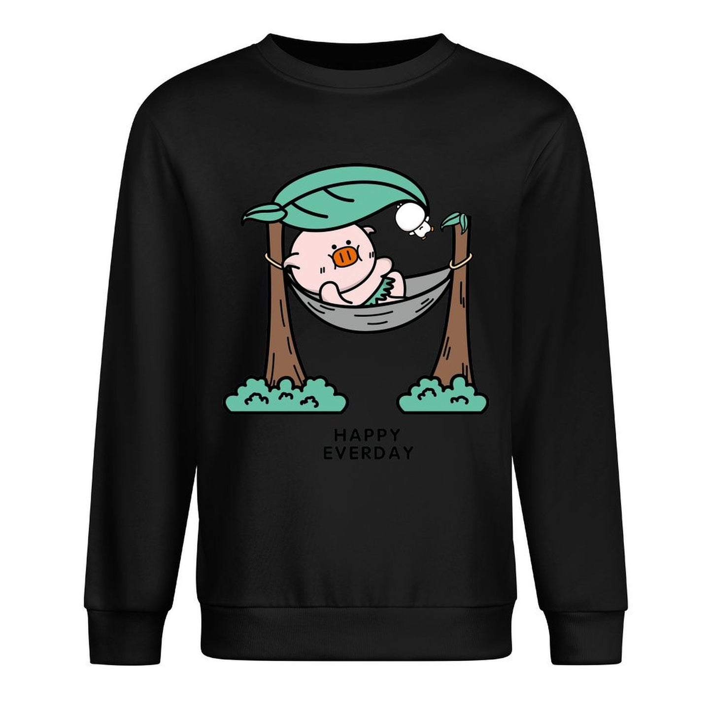 Front Patterned Long Sleeve TopCrew Neck Crisp Print