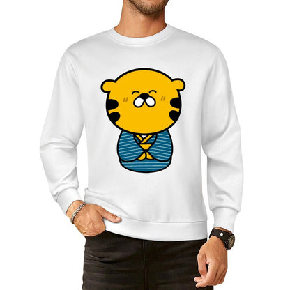 Front Patterned Long Sleeve TopPrinting Crew Neck