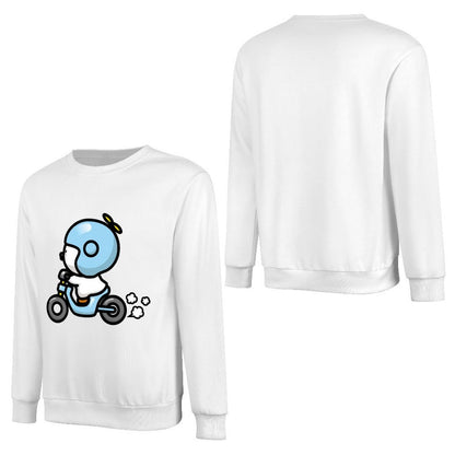 Front Patterned Long Sleeve TopUnisex Crew Neck