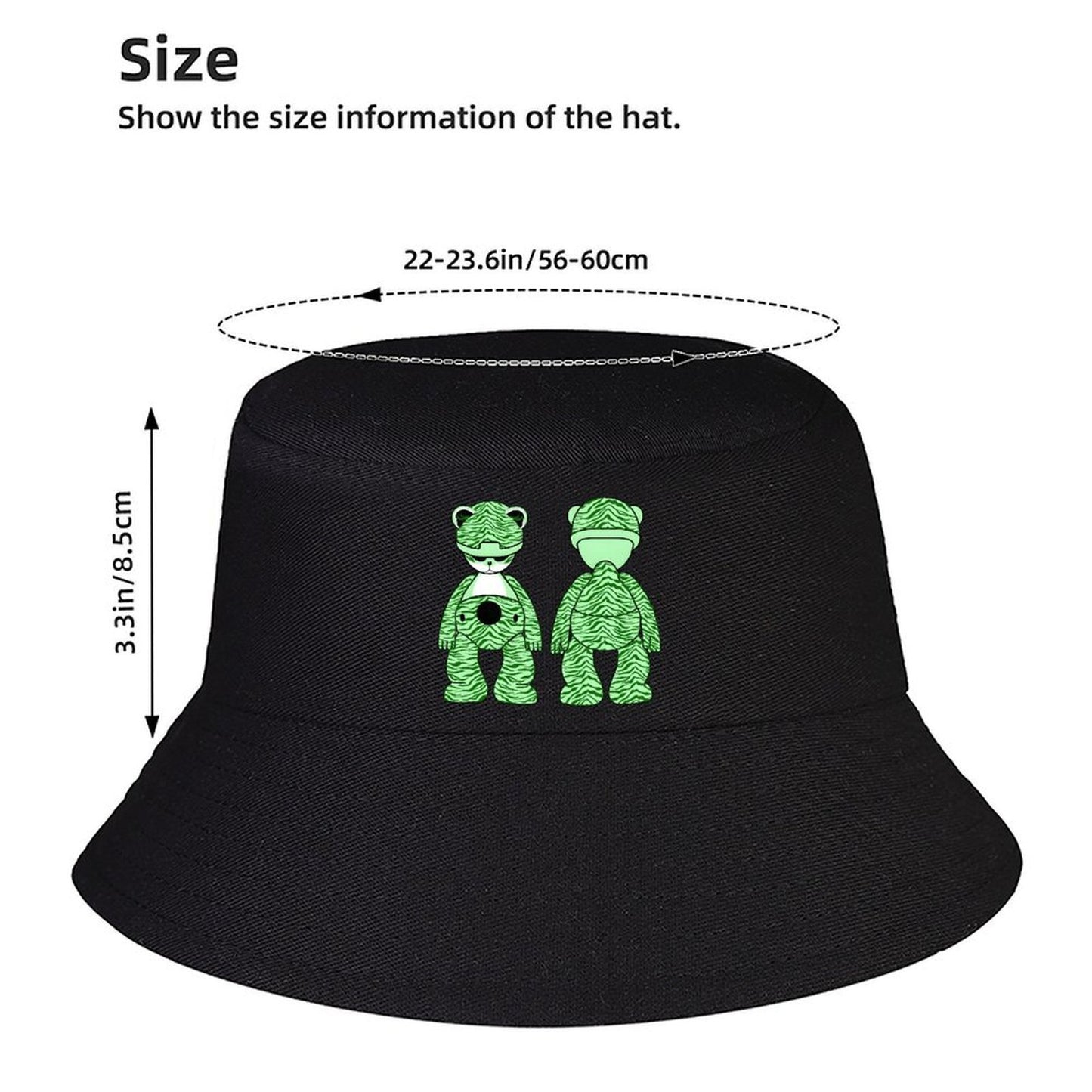 Printed Black Bucket Hat for Street Style Outfits