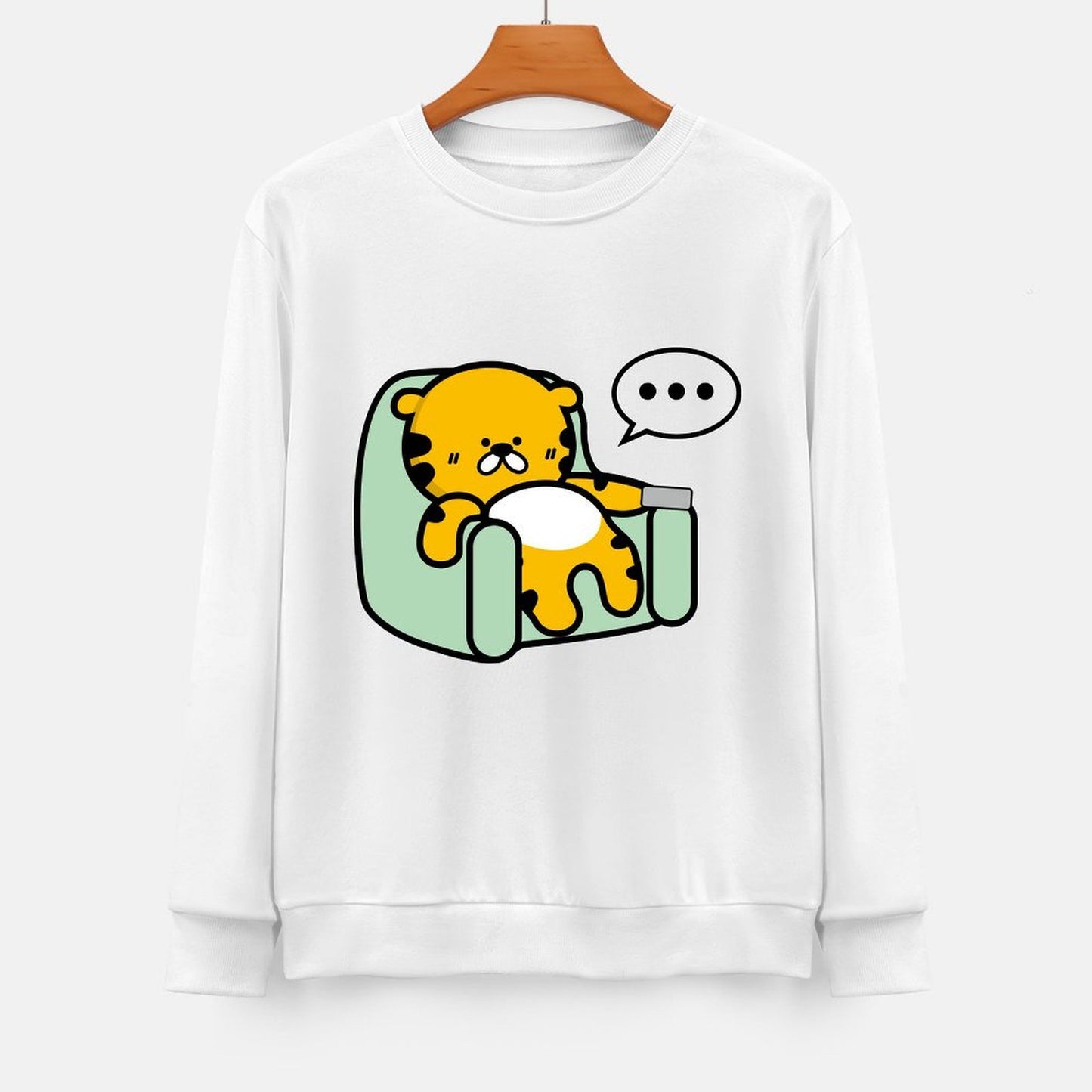 Front Patterned Long Sleeve TopDouble-Stitched Printing