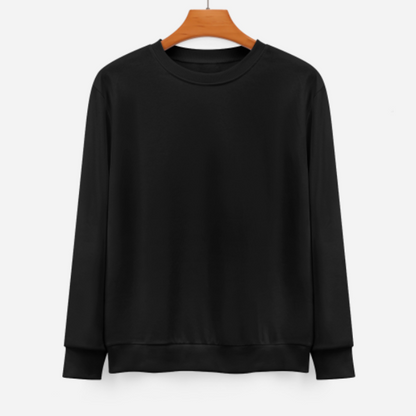 Crew Neck Long Sleeve Sweatshirt  Front Design  Black