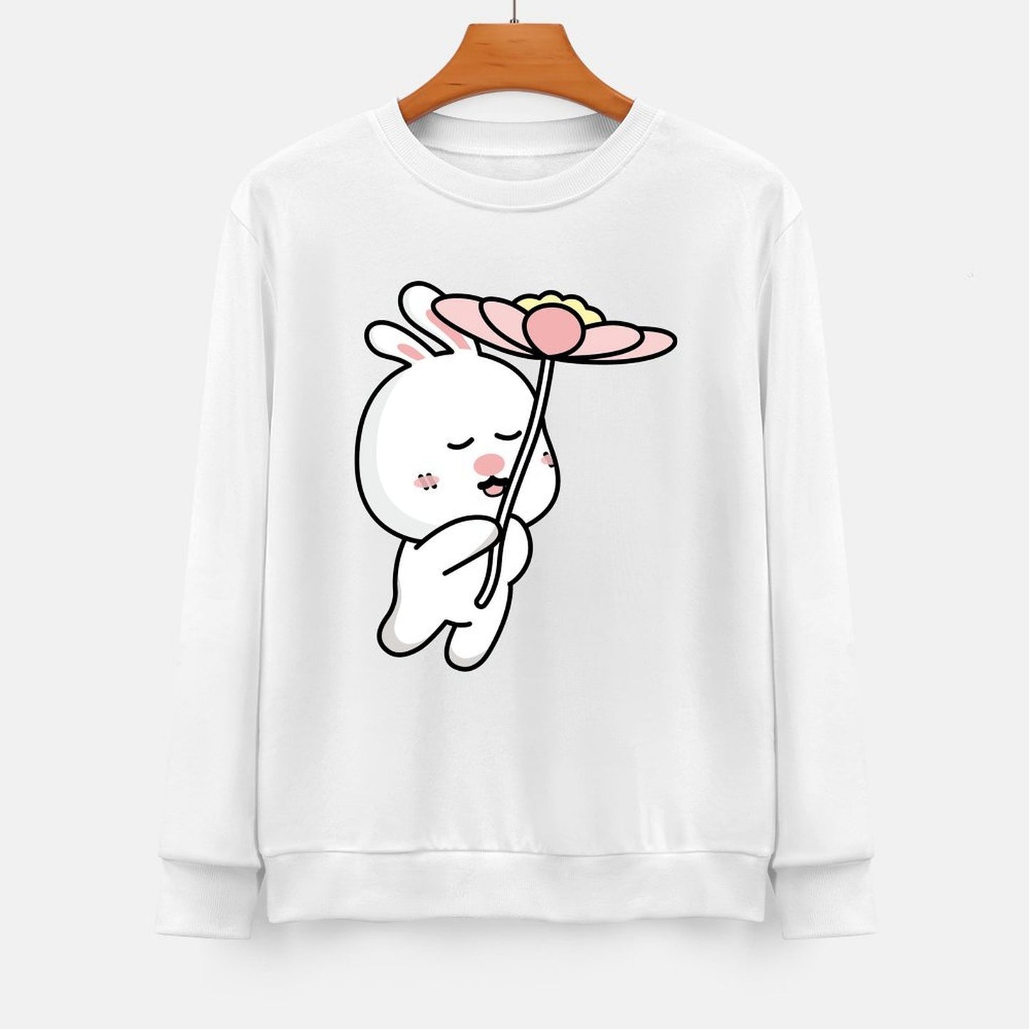 Front Patterned Long Sleeve TopRelaxFit Crewneck