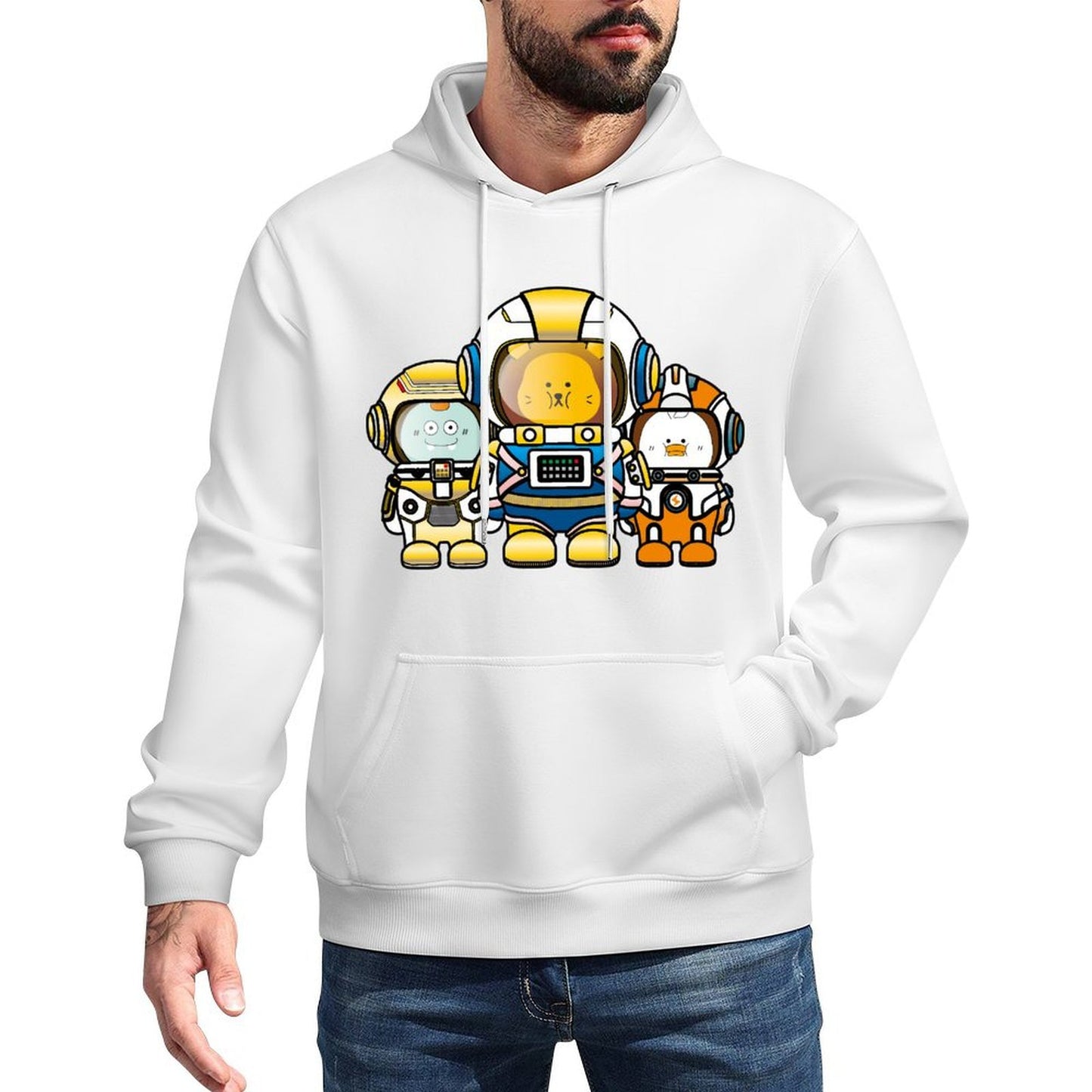 Natural Classic Fit Front Graphic Hoodies