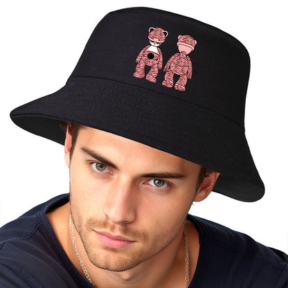 Black Bucket Hat with Contrast Text Graphic