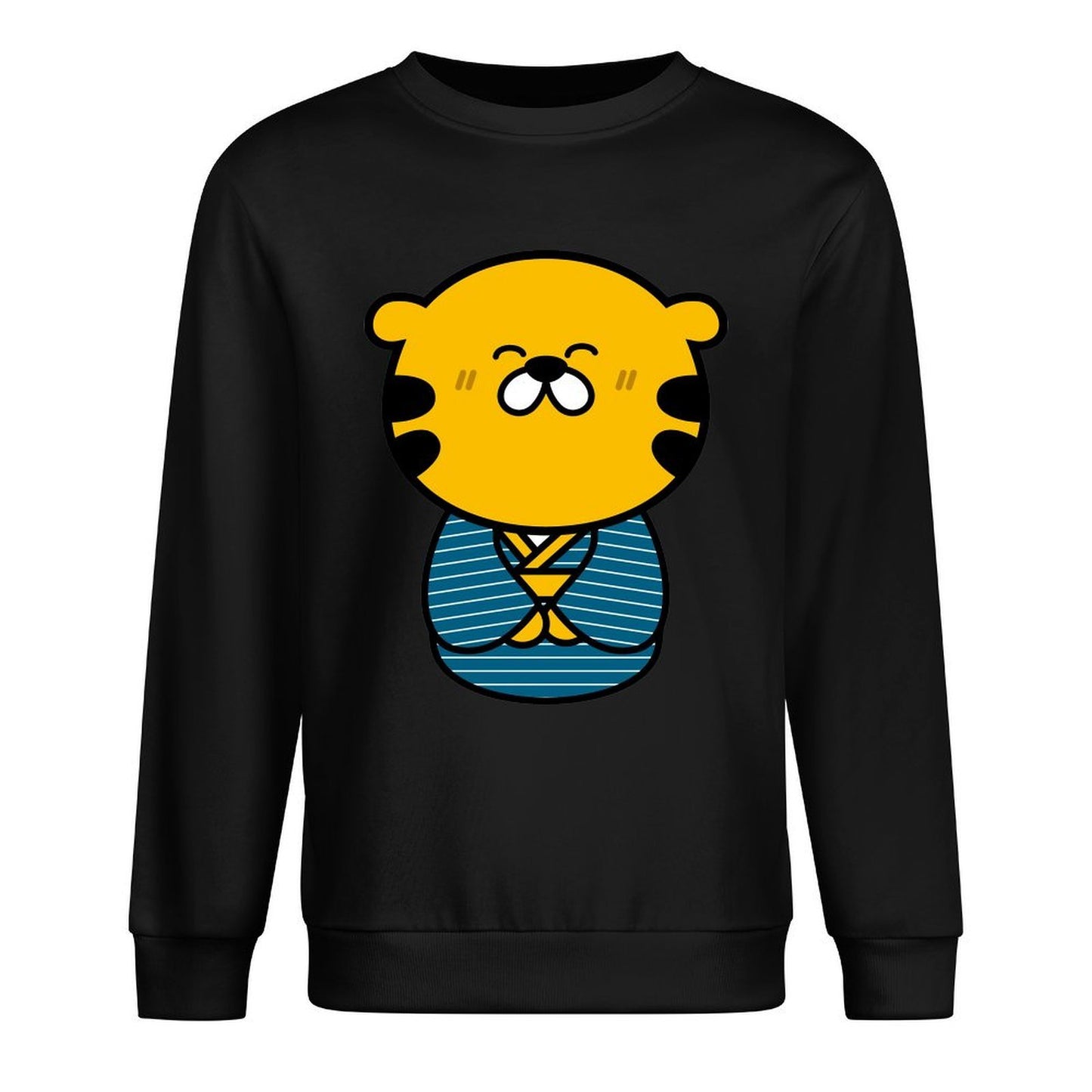 Front Patterned Long Sleeve TopPrinting Crew Neck