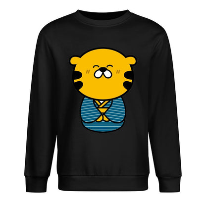 Front Patterned Long Sleeve TopPrinting Crew Neck