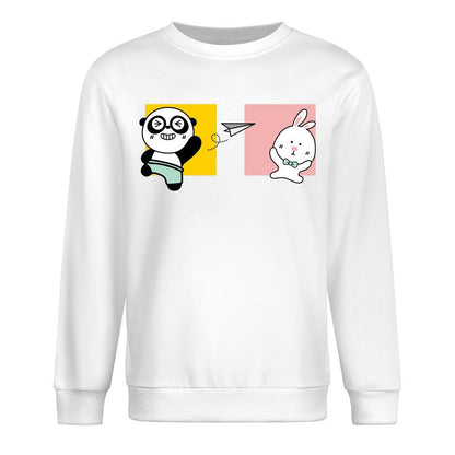 Front Patterned Long Sleeve TopCasual Crew Neck