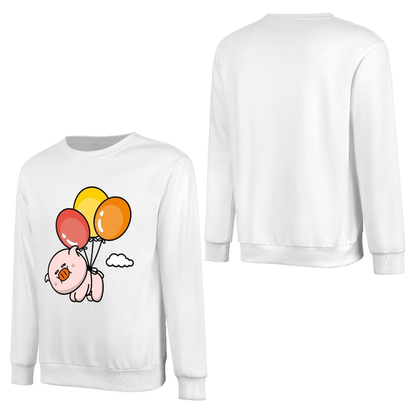 Front Patterned Long Sleeve TopBasicSeries Crewneck