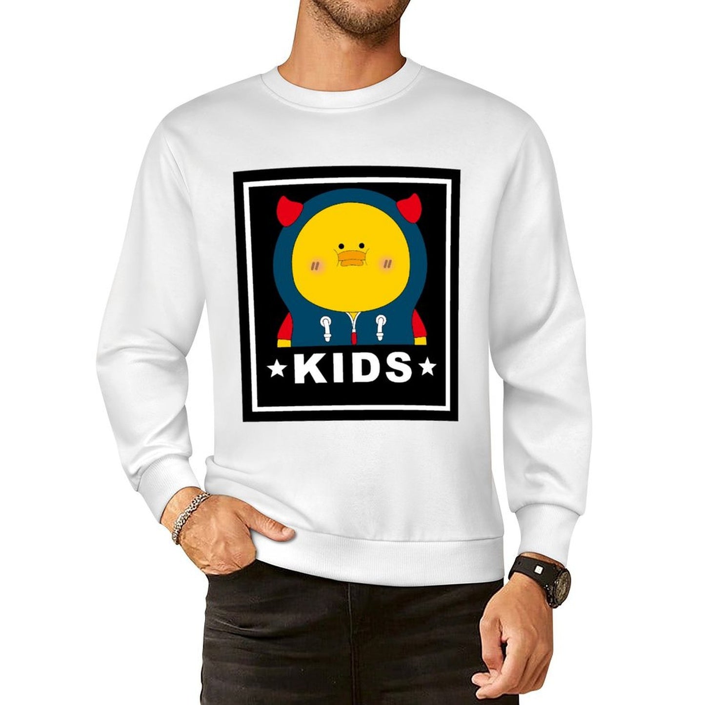 Front Patterned Long Sleeve TopNatural Regular