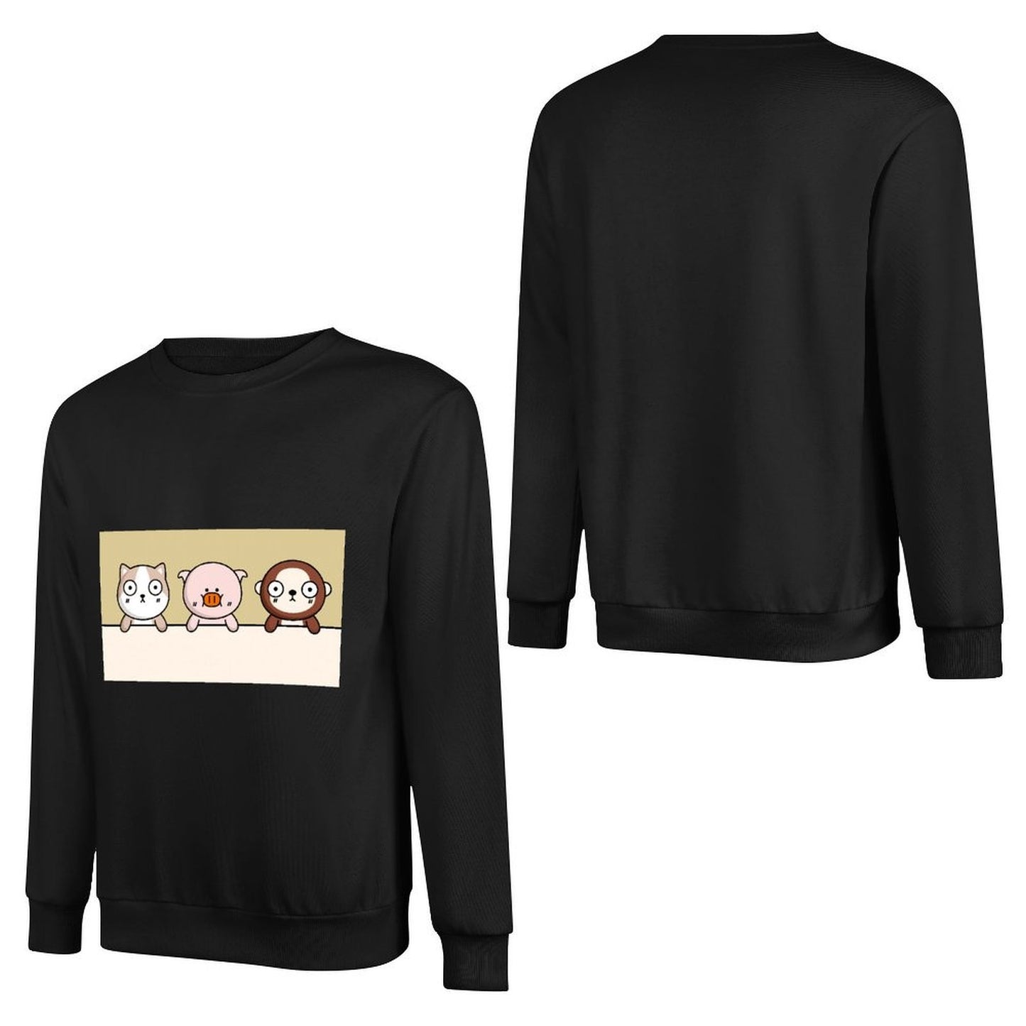 Front Patterned Long Sleeve TopHeavyweight Comfort