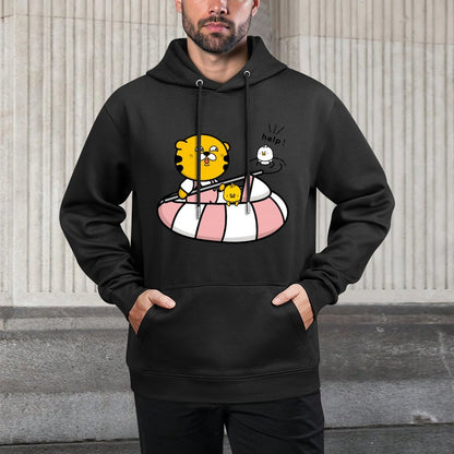 Relaxed Fit Double-Stitched Front Graphic Hoodies