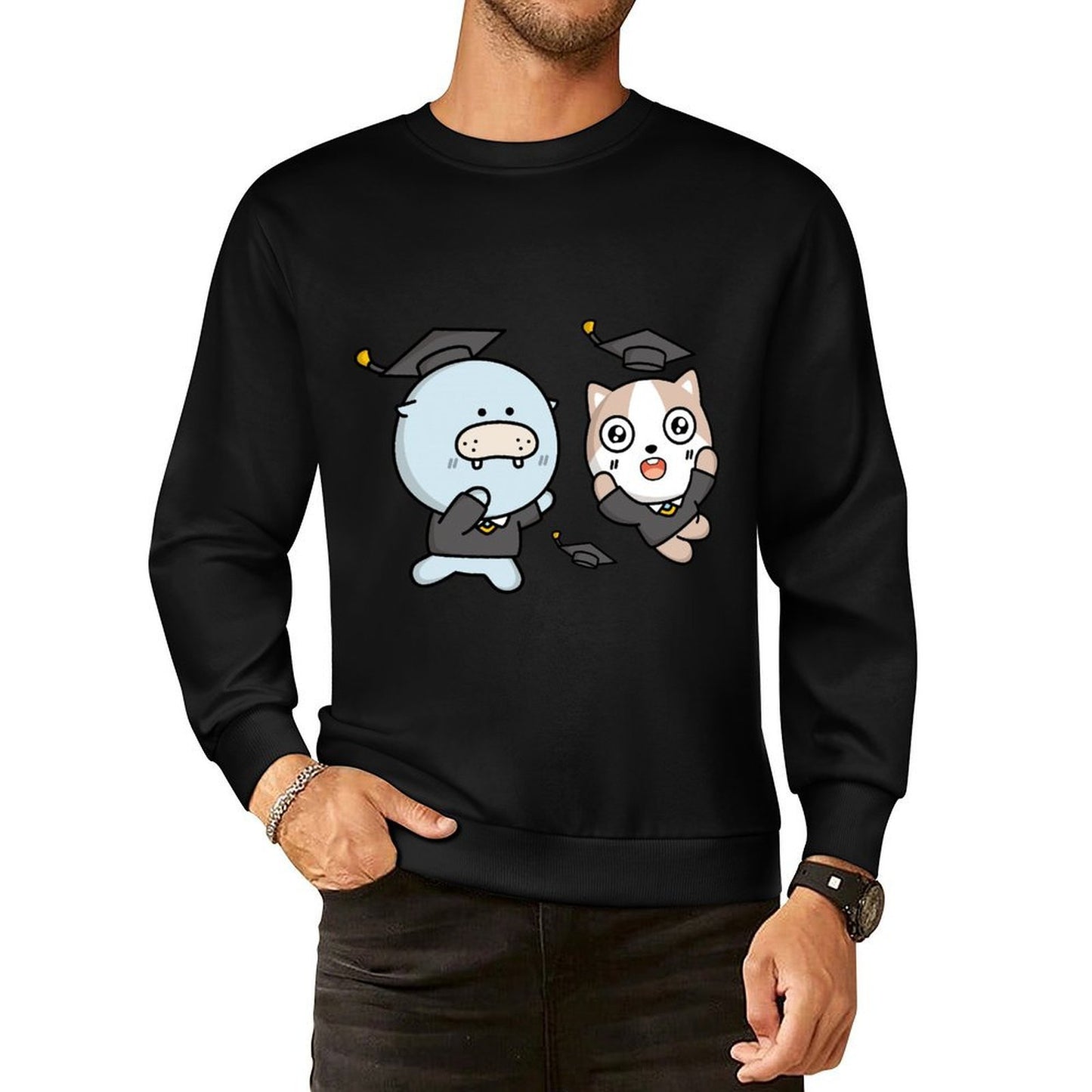 Front Patterned Long Sleeve TopRegular Minimal