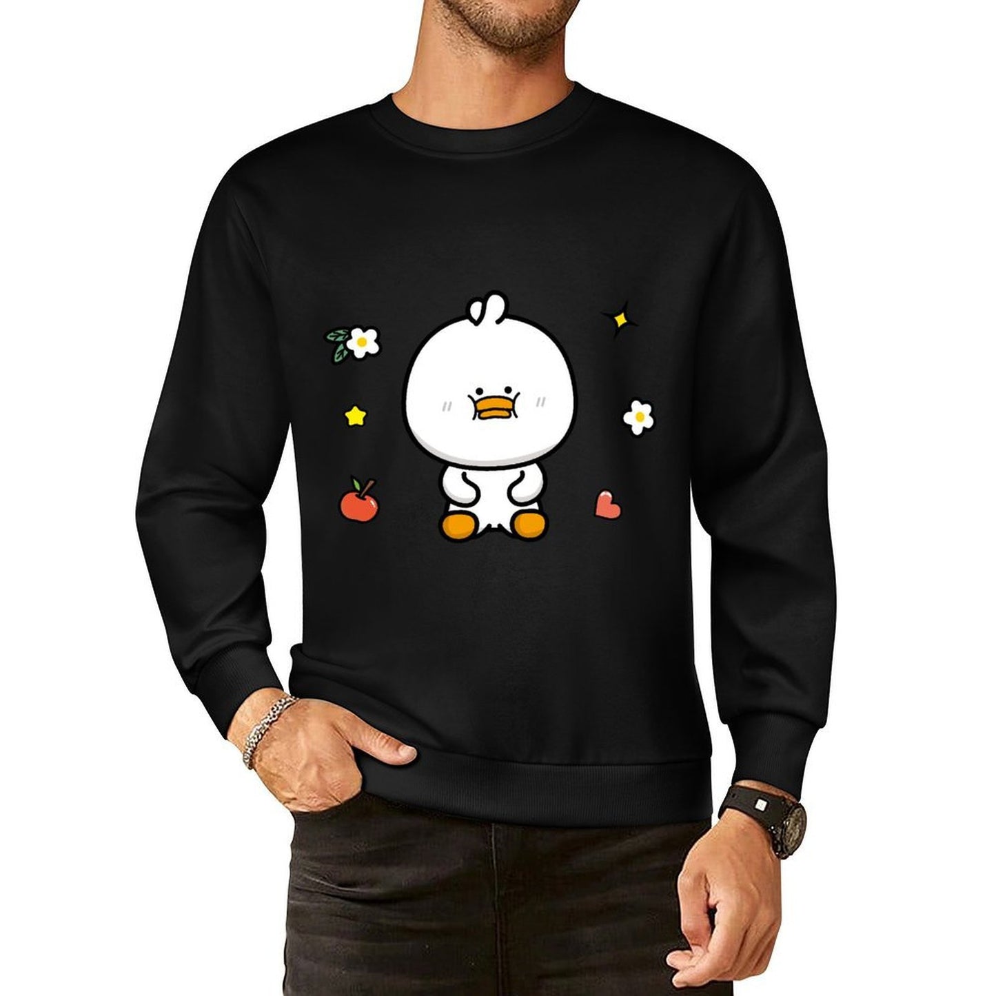 Front Patterned Long Sleeve TopCasual Fresh