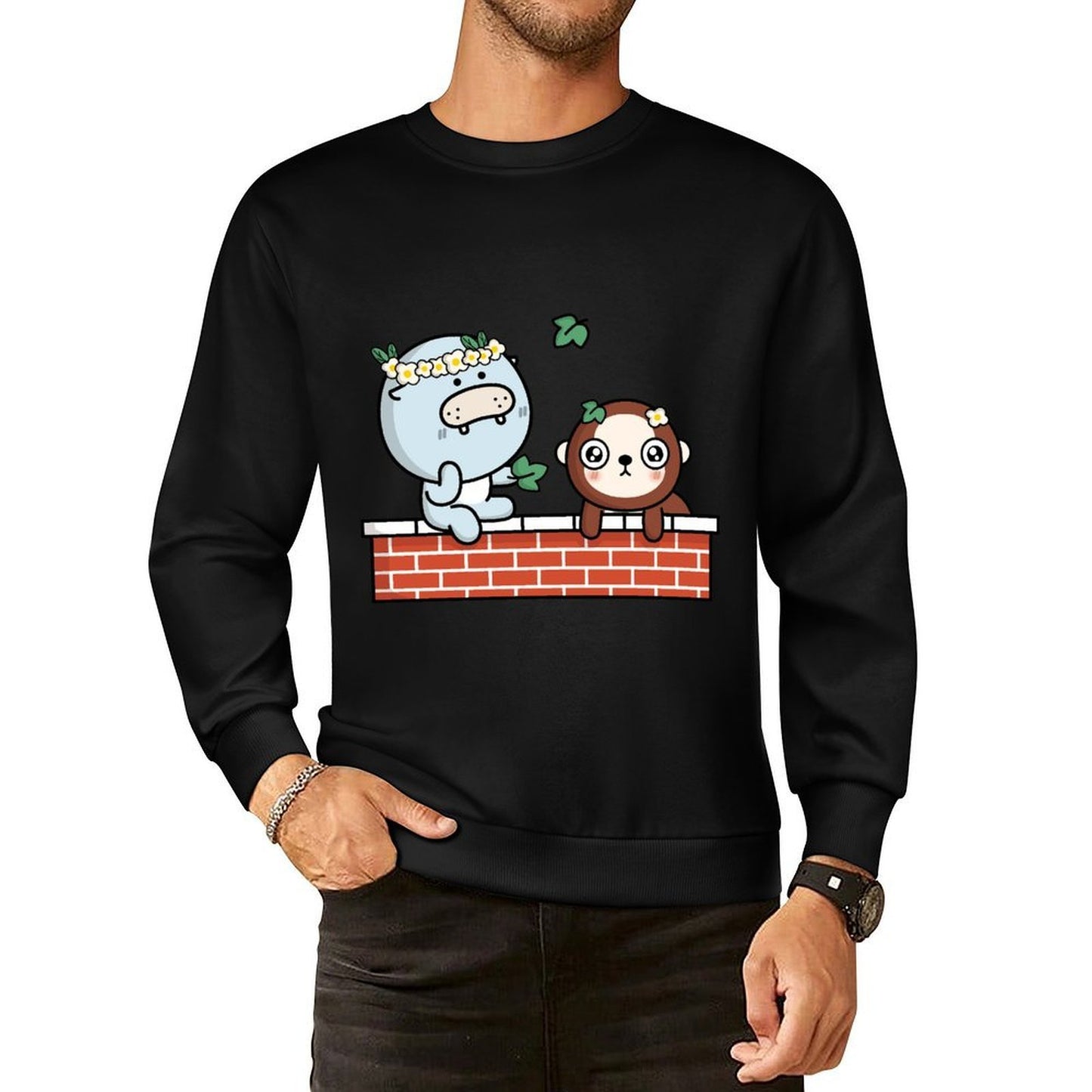 Front Patterned Long Sleeve TopLightweight Wrinkle-Free